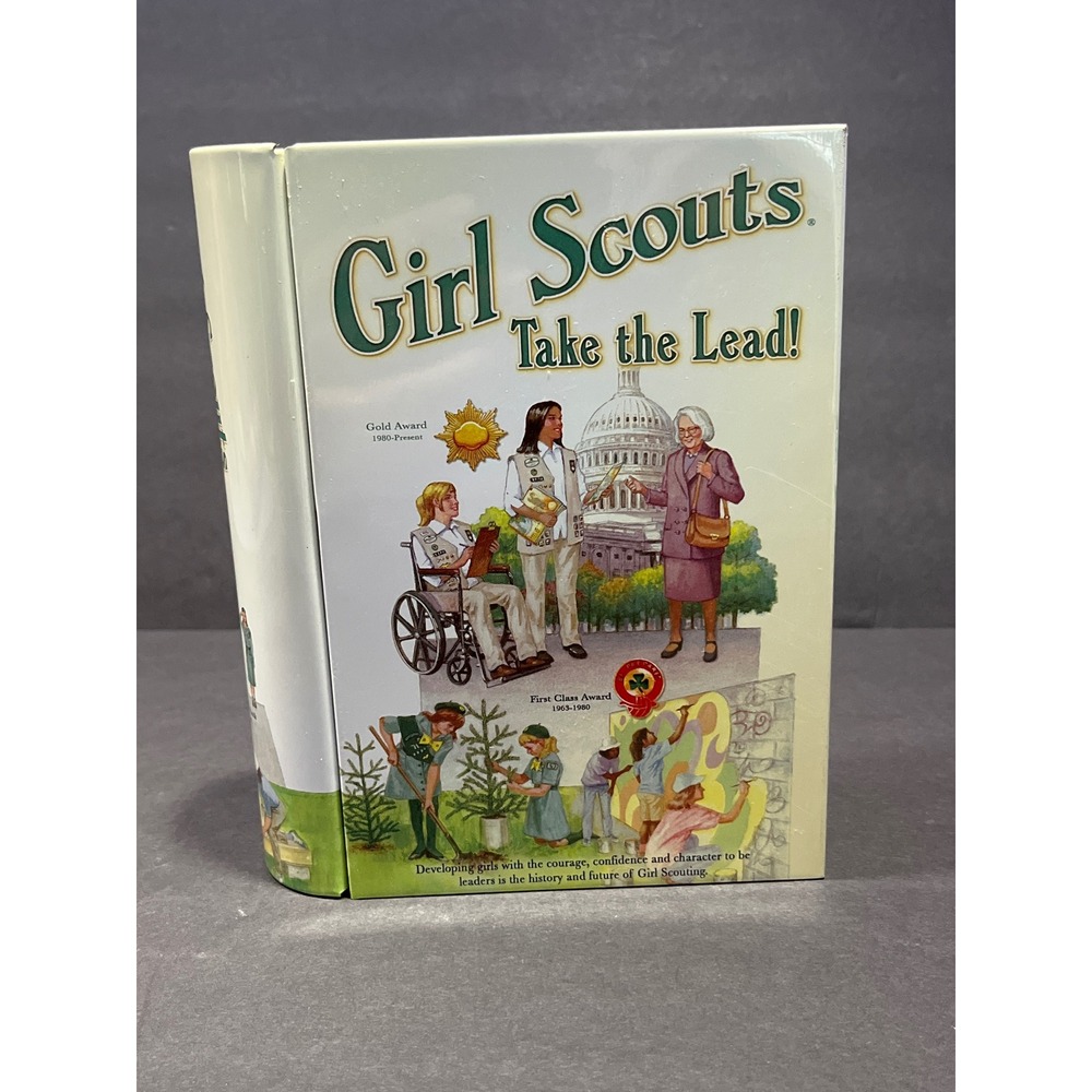 Girl Scouts Take the Lead Collectible Book Shaped Storage Tin History Awards